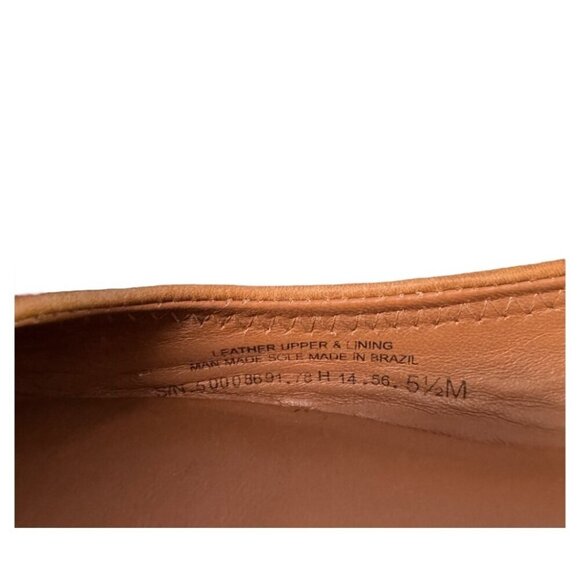 WORN ONCE Tory Burch Caramel Tan Pebbled Leather Designer ballet flats sz 5.5 M - Picture 6 of 8